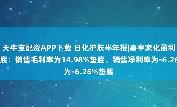 天牛宝配资APP下载 日化护肤半年报|嘉亨家化盈利能力垫底：销售毛利率为14.98%垫底、销售净利率为-6.26%垫底